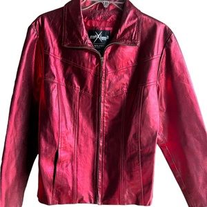 Maxima by Wilson's Metallic Red Leather Jacket Size Medium. In used condition